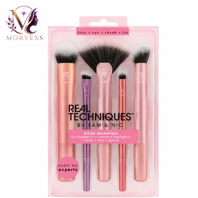 ست براش آرایشی ریل تکنیکس Real Techniques شامل براش صورت، چشم، گونه و لب در Morvexs